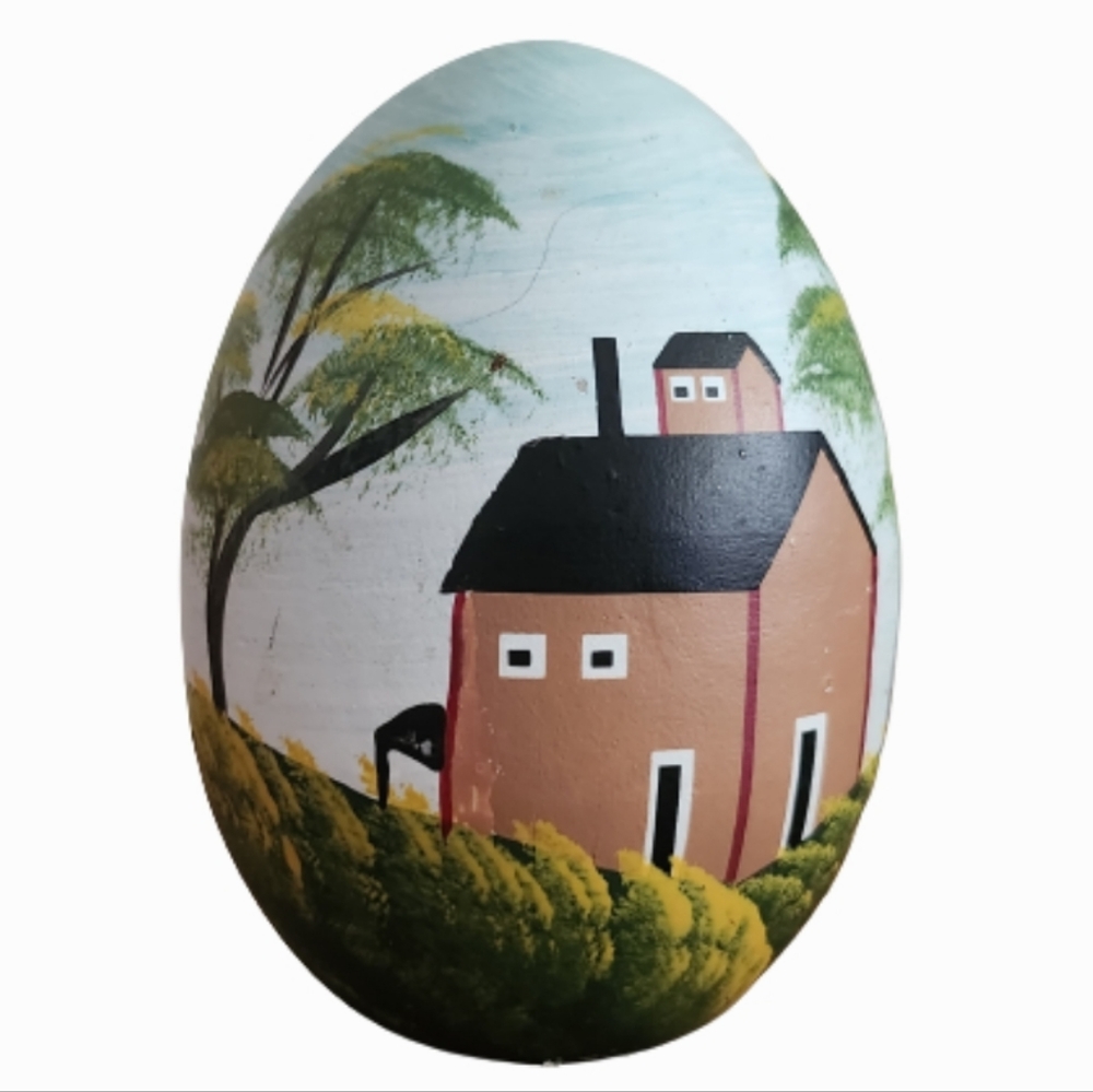 Art Easter Egg Hand Painted Clay Pottery